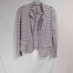 Dolan Anthropologie Navy White Striped Open Front Nautical Cardigan Size M